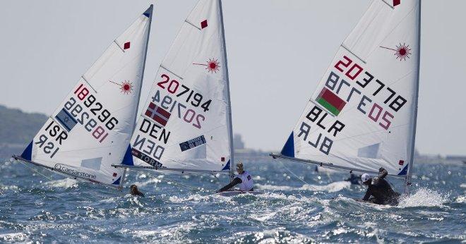 The Women's One Person Dinghy (Laser Radial) fleet at day one - 2015 ISAF Sailing WC Weymouth and Portland © onEdition http://www.onEdition.com